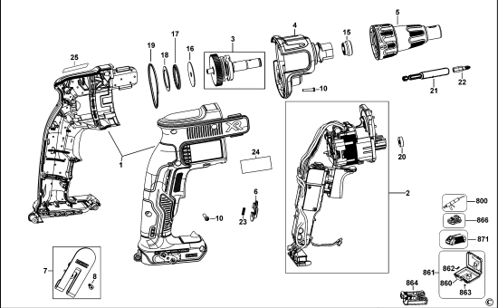 DEWALT Ersatzteile AKKU-SCHAUBENDREHER DCF620 Typ: 3 QW
