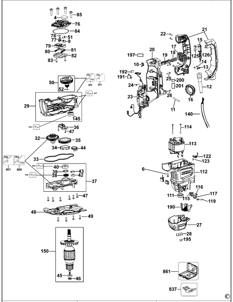 DEWALT Ersatzteile DREHHAMMER D25773 Typ: 2 QS