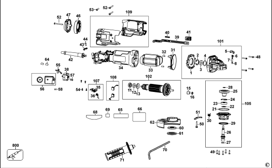DEWALT Ersatzteile KLEINER WINKELSCHLEIFER DWE4247 Typ: 1 KS