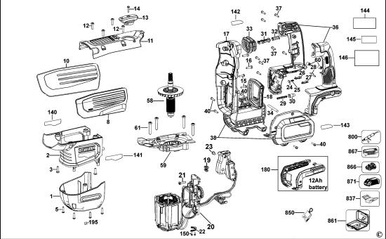 DEWALT Ersatzteile DREHHAMMER DCH733 Typ: 2 QW