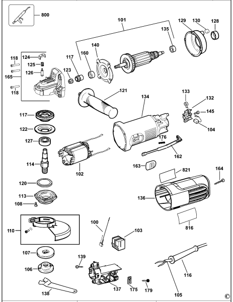DEWALT Ersatzteile KLEINER WINKELSCHLEIFER DWE4113 Typ: 1 KS