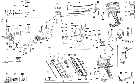DEWALT Ersatzteile AKKU NAGLER DCN692 Typ: 3 QW