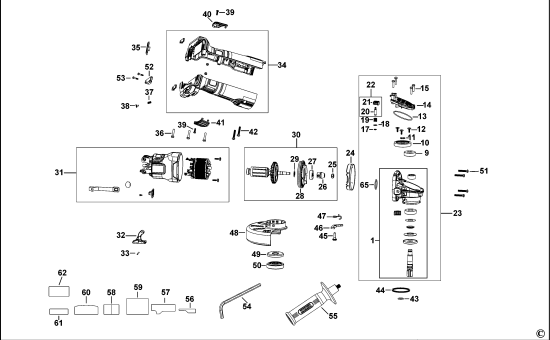 DEWALT Ersatzteile KLEINER WINKELSCHLEIFER DCG409 Typ: 1 QW