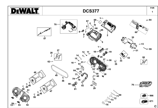 DEWALT Ersatzteile BANDSÄGE DCS377 Typ: 1 QW