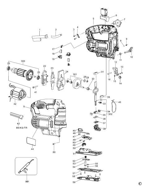 DEWALT Ersatzteile STICHSÄGE DWE349 Typ: 1 KS