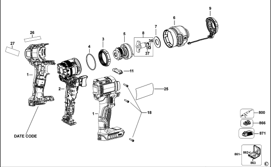 DEWALT Ersatzteile SCHLAGSCHRAUBENSCHL. DCF890 Typ: 1 QW