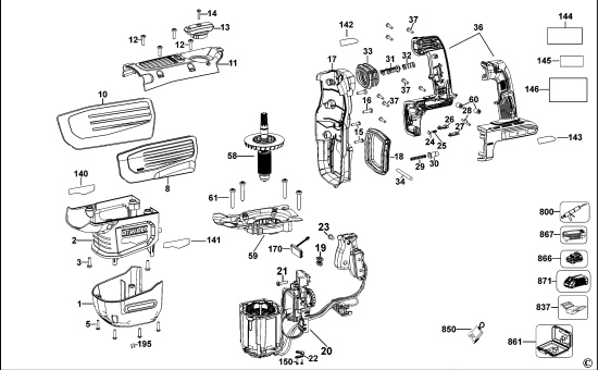 DEWALT Ersatzteile DREHHAMMER DCH735 Typ: 1 QW