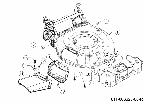 Ersatzteile MTD Benzin Rasenmäher mit Antrieb 53 SPSBHW Typ: 12E-PF5L600 (2021) Deflektor, Mähwerksgehäuse, Mulchklappe 