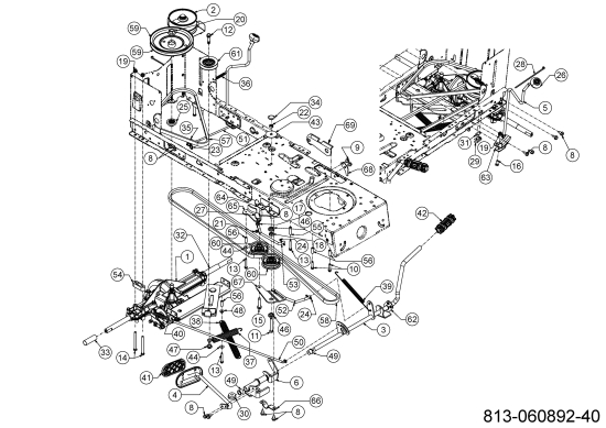 Cub Cadet Ersatzteile Rasentraktoren LT3 PS107 13AJ78BS603 (2024) Fahrantrieb, Keilriemen, Pedal