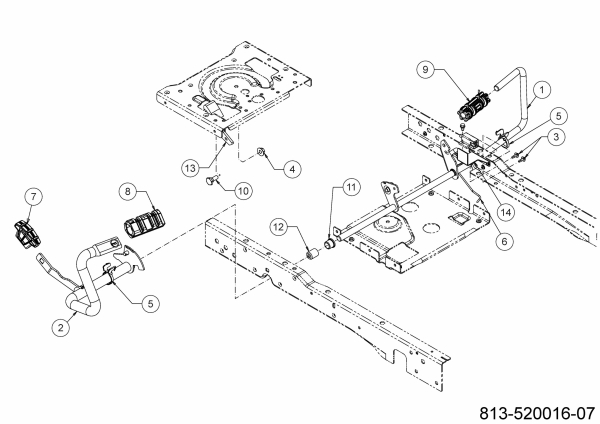 Ersatzteile Gartenland Rasentraktoren GL 14-92 H Typ: 13AB71KE640 (2021) Pedale