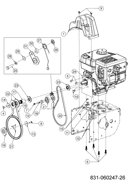 Cub Cadet Ersatzteile Schneefräsen XS2 61 SWE 31AW5BKR603 (2023) Fahrantrieb, Fräsantrieb