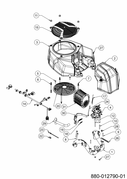 Ersatzteile MTD-Motoren Vertikal 9Q78XW Typ: 752Z9Q78XW (2020) Ansaugkrümmer, Gebläsegehäuse, Luftfilter