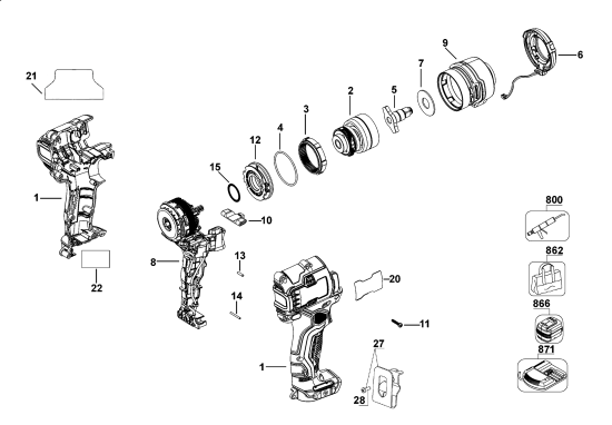 DEWALT Ersatzteile AKKU DREHMOMENTSCHLÜSSEL DCF903B Typ: 1 QUCA