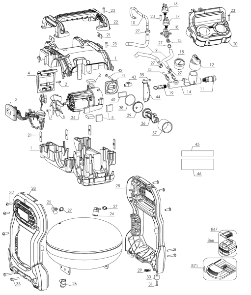 DEWALT Ersatzteile KOMPRESSOR DCC1018N Typ: 1 XJ