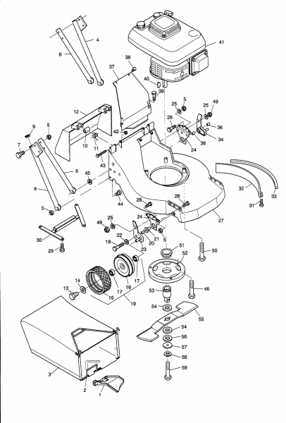 Ersatzteile WOLF-Garten Benzin Rasenmäher mit Antrieb 50 AH-PRO (Moto-Verte) Typ: 6067000 Serie A  (1998) Grasfangsack, Messer, Motor 
