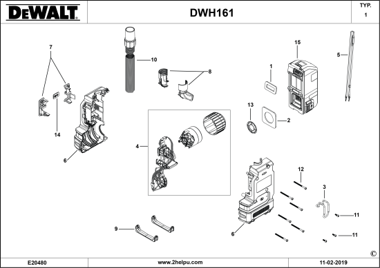 DEWALT Ersatzteile DWH161B Typ: 1 QU