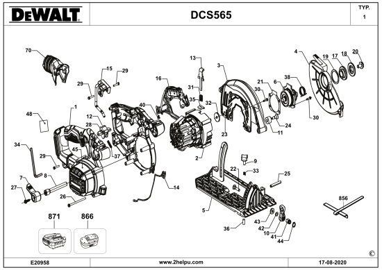 DEWALT Ersatzteile KREISSGE DCS565 Typ: 1 QW