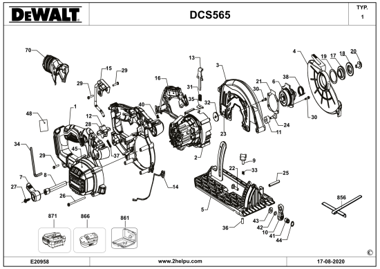DEWALT Ersatzteile KREISSGE DCS565 Typ: 1 QW