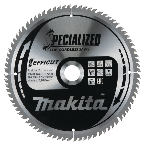 Makita Zubehör Sägeblatt 260x2,15x30, 80Z EFFICUT