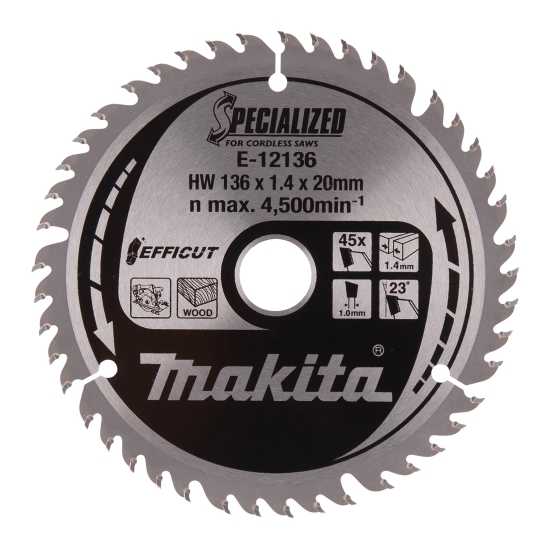 Makita Zubehör Sägeblatt 136x1,4x20, 45Z EFFICUT