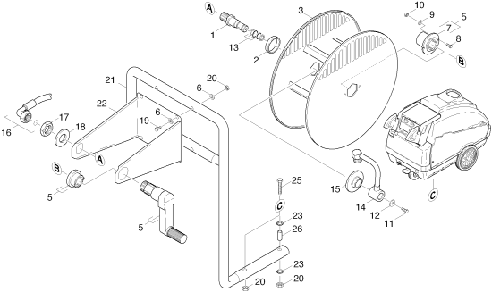KÄRCHER Professional Ersatzteile Hochdruckreiniger Heisswasser HDS 1295      EU-I 1.028-301.0 Schlauchtrommel