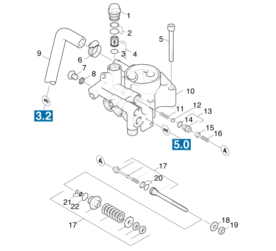 KÄRCHER Professional Ersatzteile Hochdruckreiniger Kaltwasser HD 1090 O.GFCI 1.951-811.0 Zylinderkopf