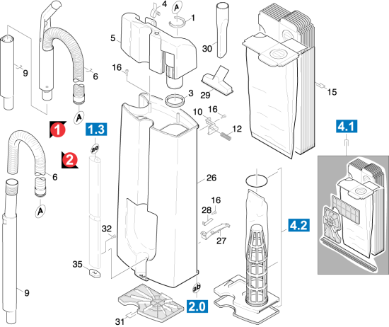 KÄRCHER Professional Ersatzteile Sauger CW 100         EU 1.057-101.0 Oberteil Einzelteile CW100