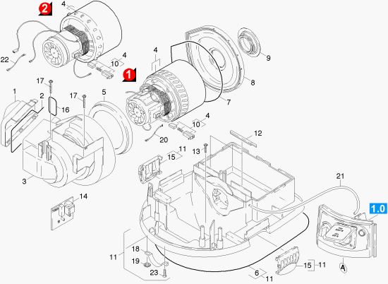 KÄRCHER Professional Ersatzteile Sauger NT 361 ECO H ENEL 1.184-551.0 Turbine und Gehaeuse