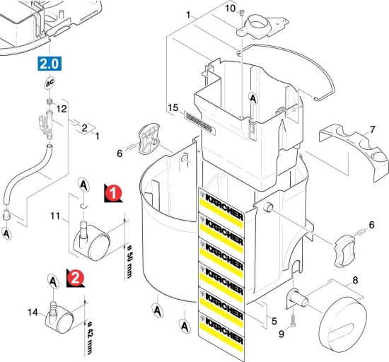 KÄRCHER Ersatzteile Waschsauger K 3001 HOT-PLUS *EU 1.122-201.0 Behaelter Einzelteile