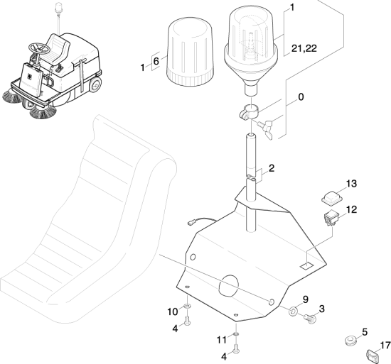 KÄRCHER Professional Ersatzteile Kehrmaschinen ABS Rundumkennleuchte -KMR 1200/1200 BAT  ABS Rundumkennleuchte 2.638-188.0