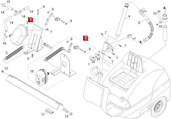 KÄRCHER Professional Ersatzteile Kehrmaschinen ABS Schutzdach BAT/PACK  ABS Saugschlauch B/LPG 2.640-496.0