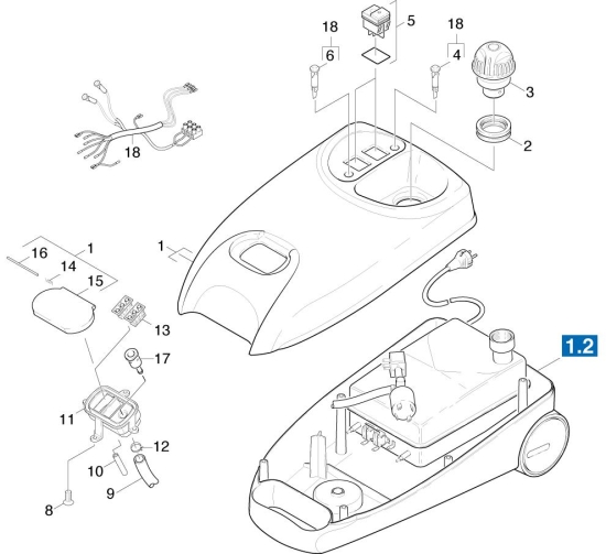 KÄRCHER Ersatzteile Dampfreiniger K 1201 *EU 1.115-120.0 Gehaeuse Oberteil