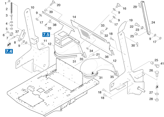 KÄRCHER Professional Ersatzteile Kehrmaschinen KMR 1250 D  Einzelteile hinten 1.091-115.0