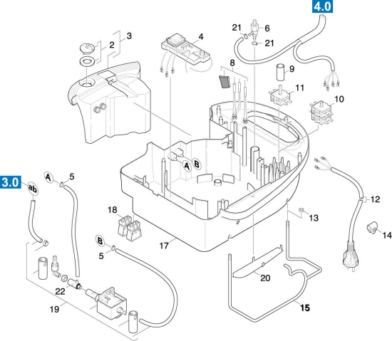 KÄRCHER Ersatzteile Dampfreiniger K 1801 BSX PROFI 1.363-101.0 Gehaeuse Unterteil