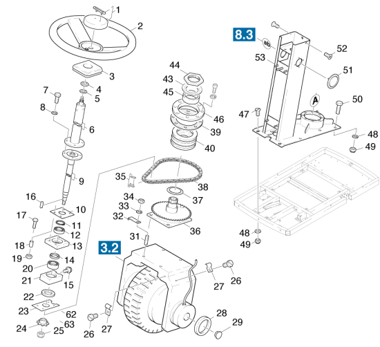KÄRCHER Professional Ersatzteile Kehrmaschinen KMR 1200 BAT Lenkung 1.891-101.0