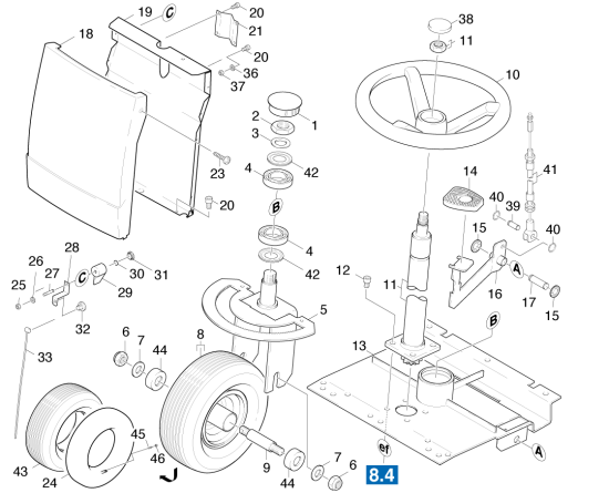 KÄRCHER Professional Ersatzteile Kehrmaschinen KMR 1050 B-LUFTBER.  Lenkung 1.047-154.0