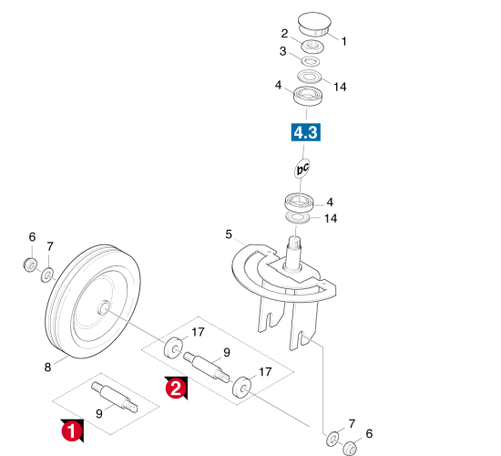KÄRCHER Professional Ersatzteile Kehrmaschinen KMR 1050 BAT Radgabel 1.047-101.0