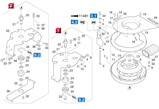 KÄRCHER Professional Ersatzteile Kehrmaschinen KMR 1250 D KAT  Geblaese 1.091-135.0