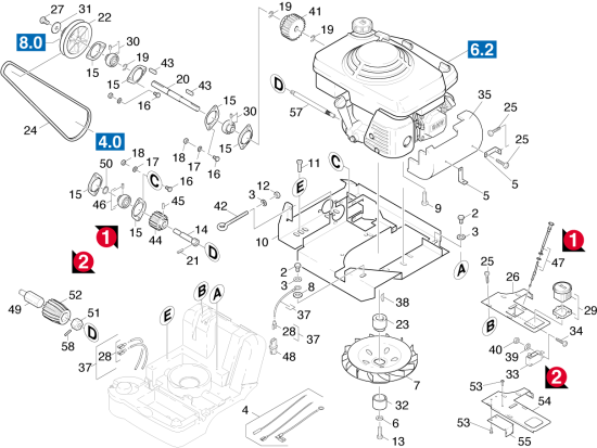 KÄRCHER Professional Ersatzteile Kehrmaschinen KSM 750 B 0 Motor Einbau