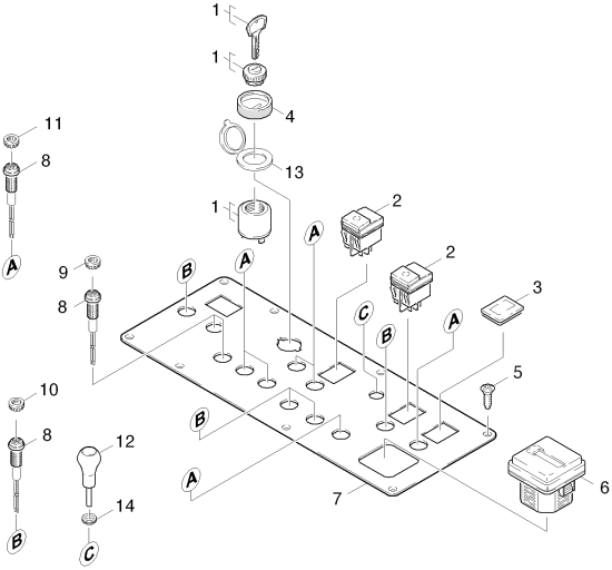 KÄRCHER Professional Ersatzteile Kehrmaschinen KMR 1700 B-LPG  Instrumententafel 1.186-404.0
