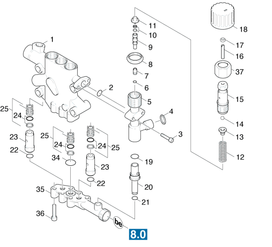 KÄRCHER Professional Ersatzteile Hochdruckreiniger Heisswasser HDS 12/14 -4 ST GAS LPG EU-I 1.251-902.0 Druckseite