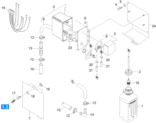 KÄRCHER Professional Ersatzteile Bodenreiniger B 140 R + R90 - Sochi 1.246-014.0 Dosiereinheit Chemie