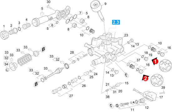 KÄRCHER Professional Ersatzteile Hochdruckreiniger Kaltwasser HD 3.8/22-4M Eb 1.524-202.0 Zylinderkopf
