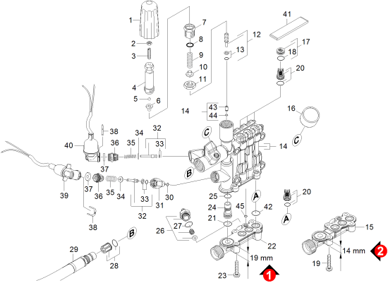 KÄRCHER Professional Ersatzteile Hochdruckreiniger Heisswasser HDS 7/16 C Classic EU 1.173-214.0 Zylinderkopf