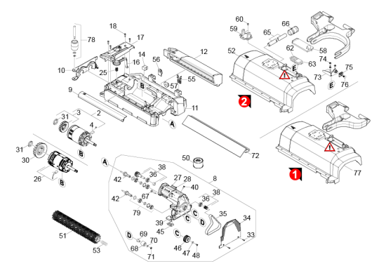 KÄRCHER Professional Ersatzteile Bodenreiniger B 40 C Bp Pack Classic+115Ah+R55+V900 1.533-266.0 Bodenkopf Gleichlauf BR