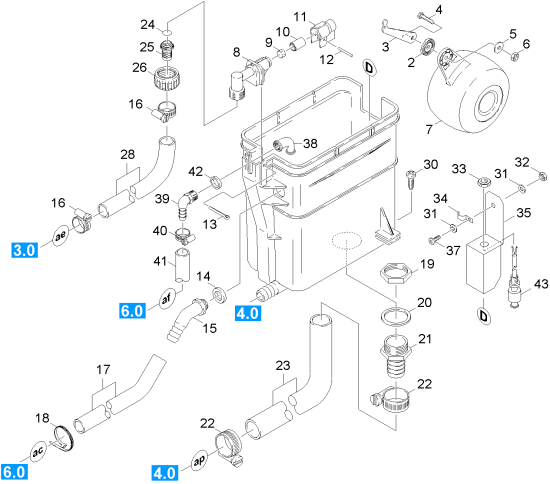 KÄRCHER Professional Ersatzteile Hochdruckreiniger Heisswasser HDS 12/14 -4 ST GAS  EU-I 1.251-901.0 Schwimmerkasten