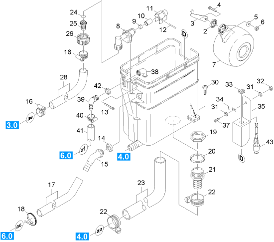 KÄRCHER Professional Ersatzteile Hochdruckreiniger Heisswasser HDS 9/16-4 ST GAS EU-I 1.251-900.0 Schwimmerkasten