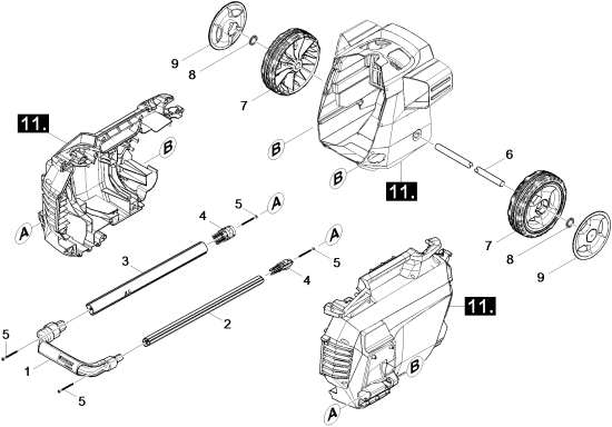 KÄRCHER Professional Ersatzteile Hochdruckreiniger Kaltwasser HD 5/15 C EU 1.520-140.0 Handgriff und Raeder
