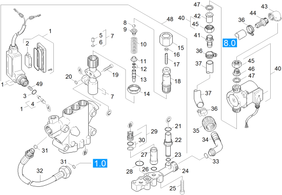 KÄRCHER Professional Ersatzteile Hochdruckreiniger Kaltwasser HD 916 ST-H   EU-I 1.042-205.0 Saugseite