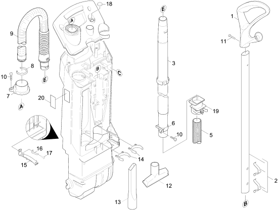 KÄRCHER Professional Ersatzteile Sauger CV 38/1 Tornado 1.435-186.0 Einzelteile